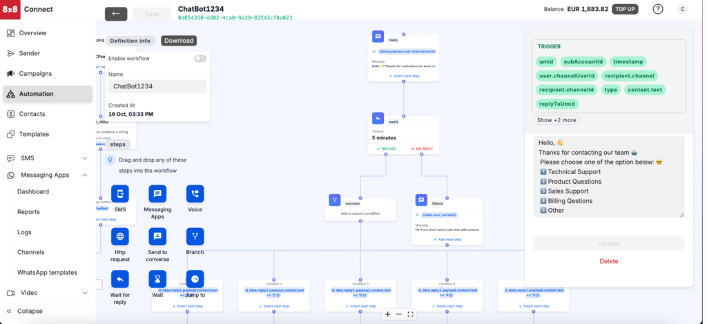 Using 8x8 Automation Builder to build a chatbot or a voice bot